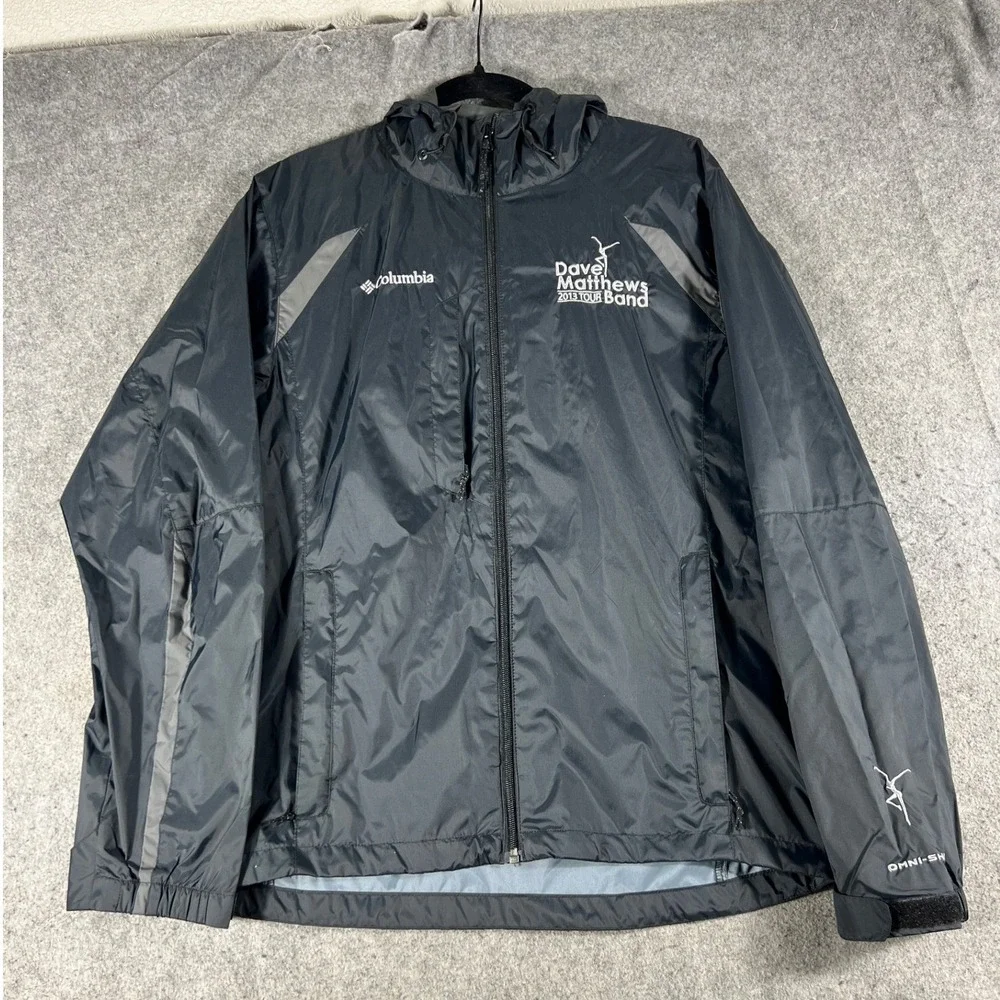 Columbia Dave Matthews Band 2013 Tour Jacket Men Medium Black Omni Shield Hooded